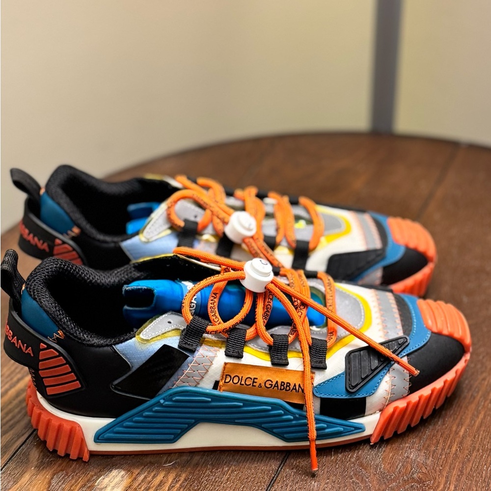 Dolce & Gabbana Orange Blue Sneakers Dynamic Design Like a New